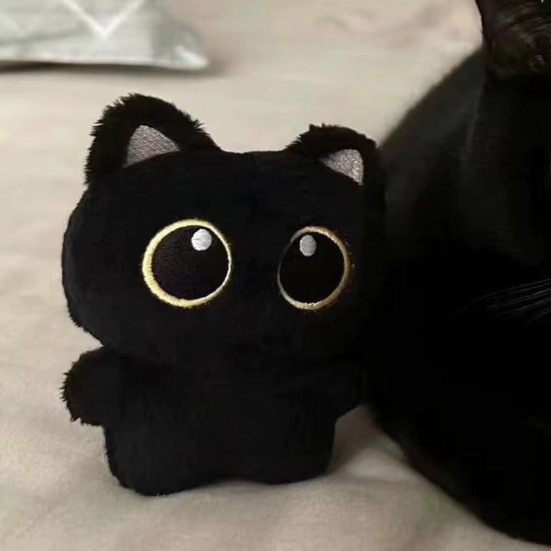 10Cm Cute Black Cat Plush Toy Doll Small Pendant Cuddly Pillow Cushion Ins Black Cat Plush Toy Doll for Boy Girl Brithday Gifts