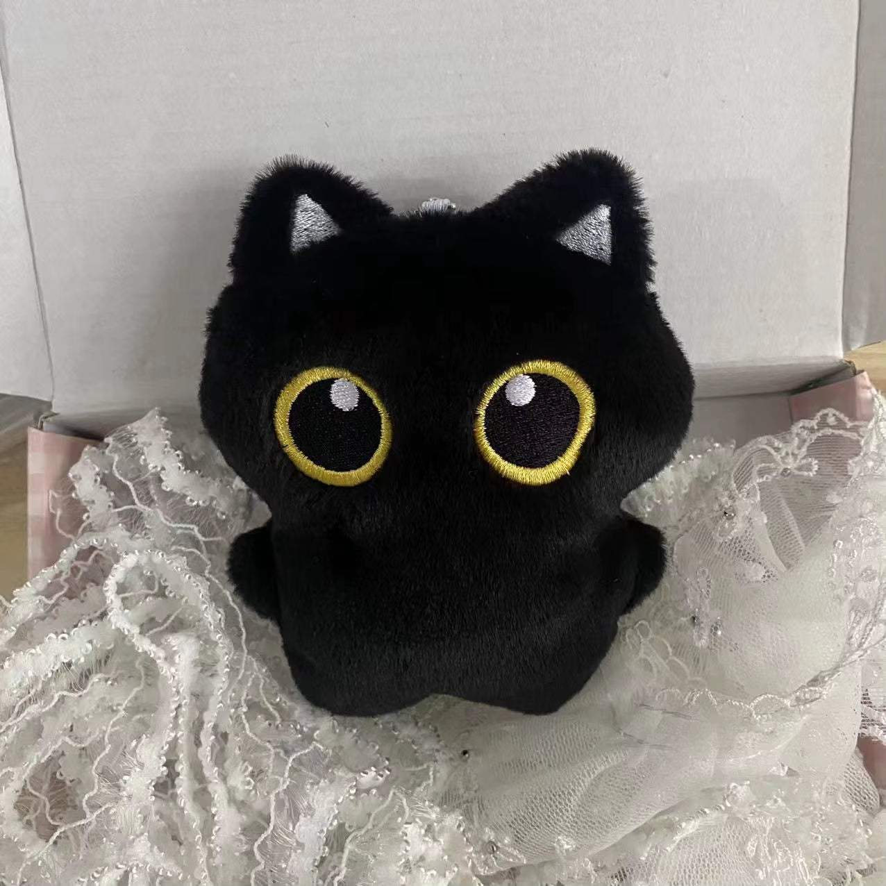 10Cm Cute Black Cat Plush Toy Doll Small Pendant Cuddly Pillow Cushion Ins Black Cat Plush Toy Doll for Boy Girl Brithday Gifts